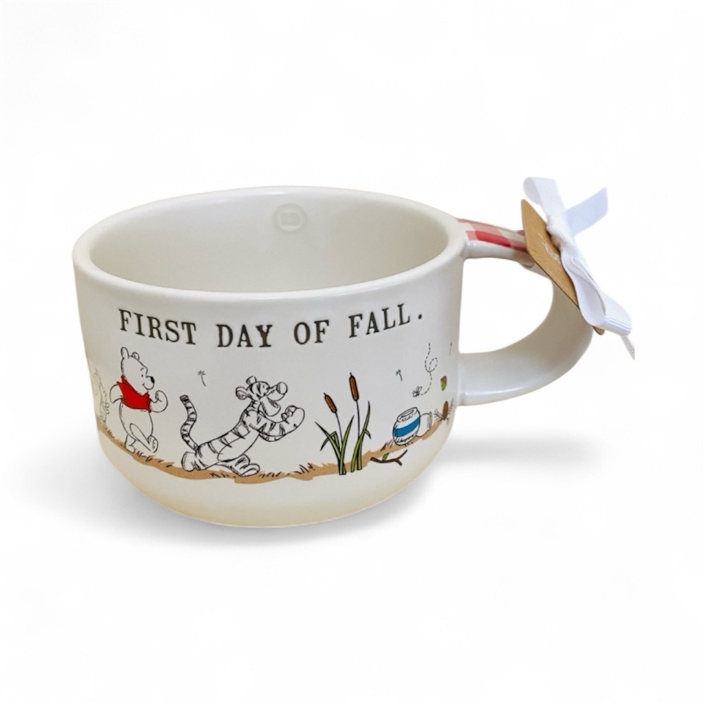 RAE DUNN X DISNEY WINNIE POOH MUG WHITE FALL AUTUMN TIGGER FIRST DAY OF FALL